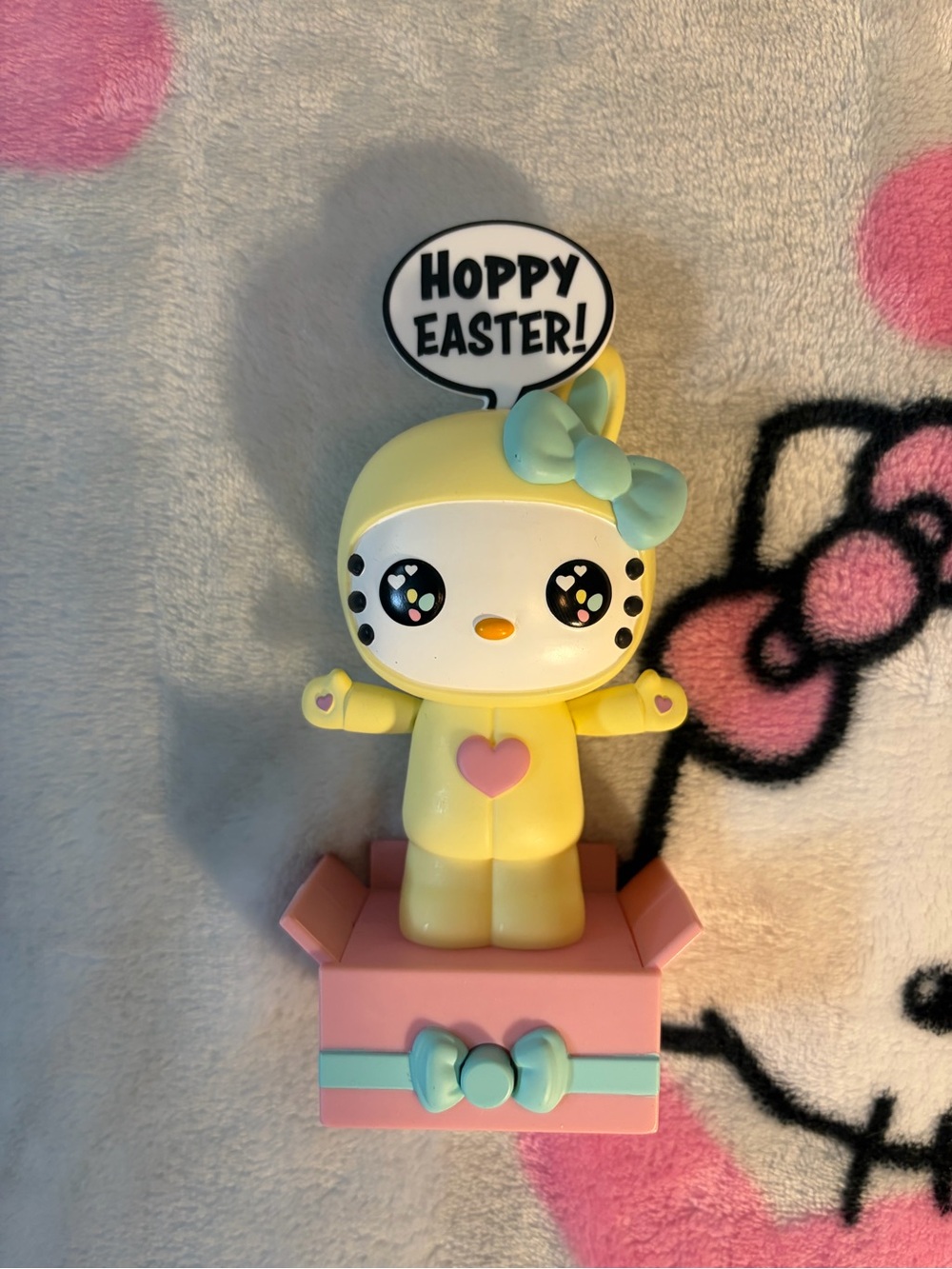 Funko Yellow Easter Hoppy Figure with Pink Box and Mint Bow